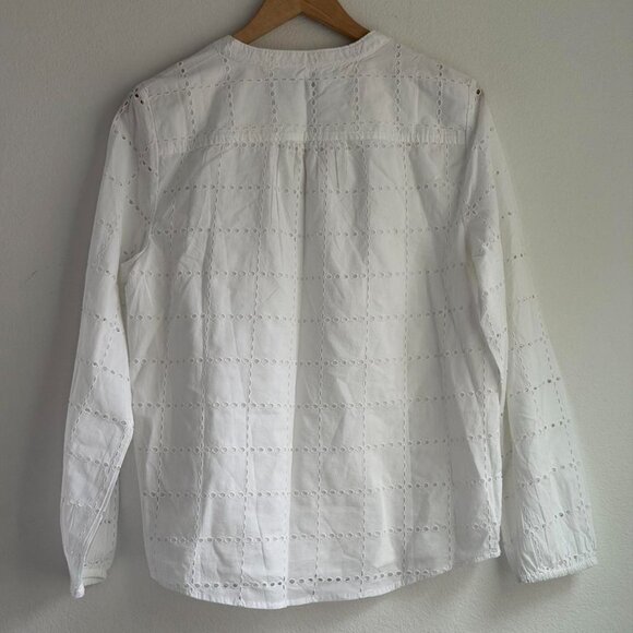 J.Crew Long Sleeve Eyelet Tie Neck Top in White, Size Medium - Picture 8 of 8